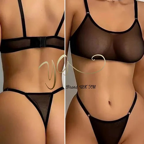 Black mesh bra set1