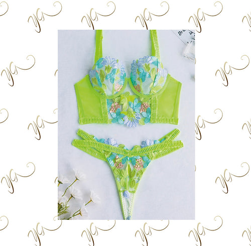 Lace floral lingerie set2