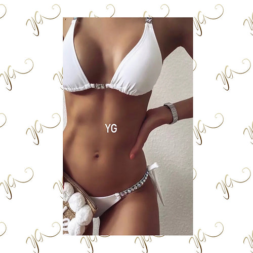 White Diamante Bikini