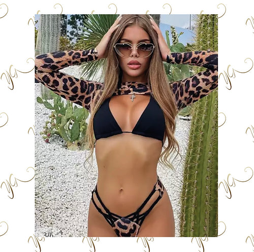 3 piece Animal Print Bikini Set