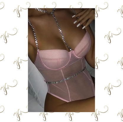 Baby pink diamanté body suit1