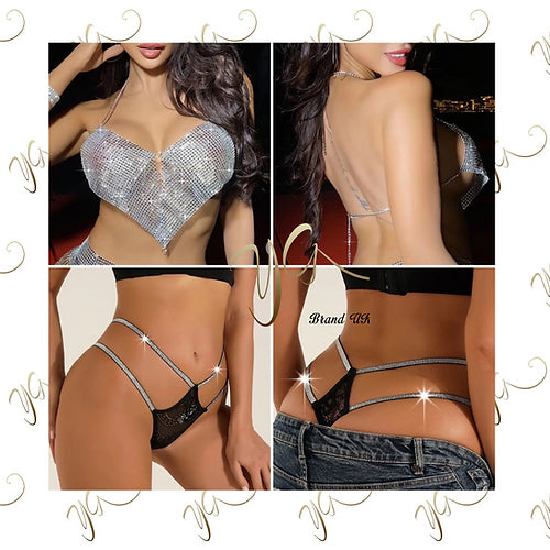 Chainmail crop & thong lingerie set