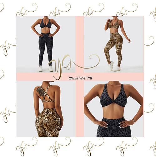 Leopard twist top  legging set (scrunchbum)