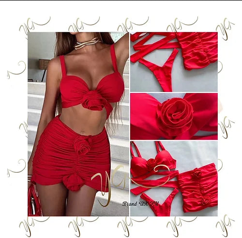 Red Flower Girl Set (3 piece)