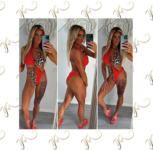 Red leopard body / swimsuit3