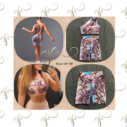 Snakeskin effect short set